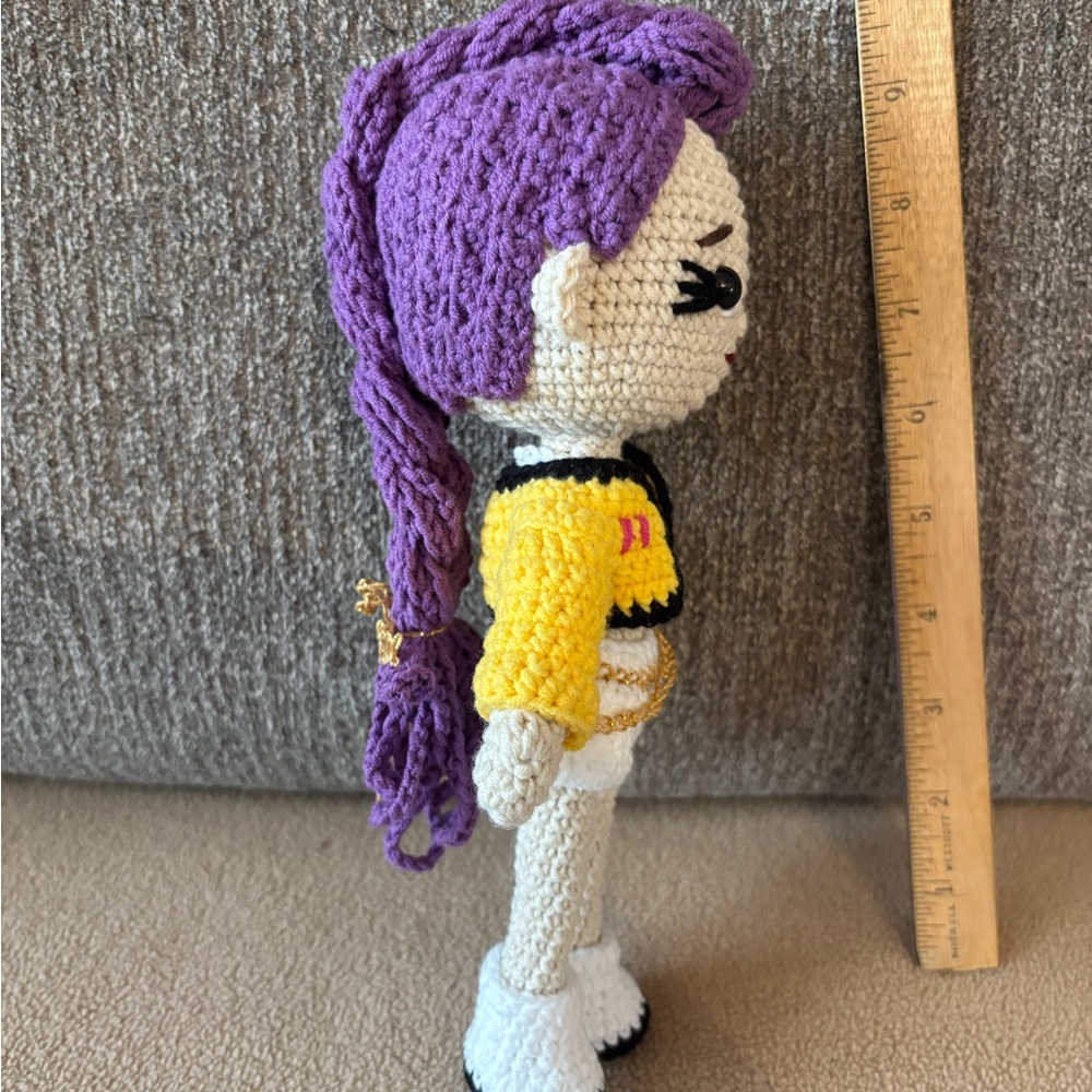 Rumi Handmade Crochet Doll with Yellow Jacket. Demon Hunters - Picture 2 of 3